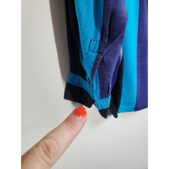 Vintage 90s‎ Z Cavaricci Womens Top Medium Long Sleeve 80s Striped Made In USA - Picture 4 of 8